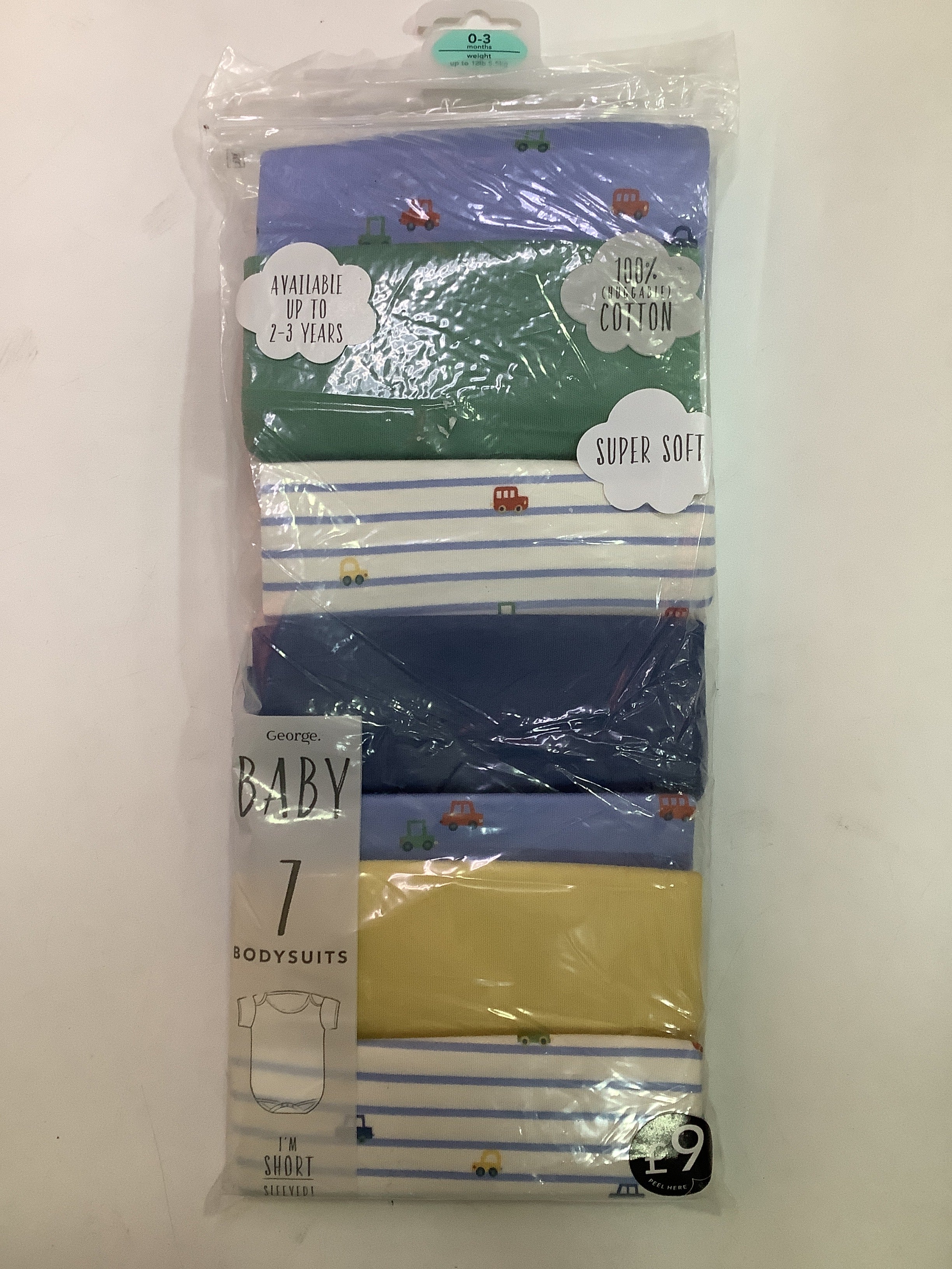 George 7in1 Baby Bodysuits (0-3months)