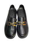Back To School Black Shoe With Golden Design.
