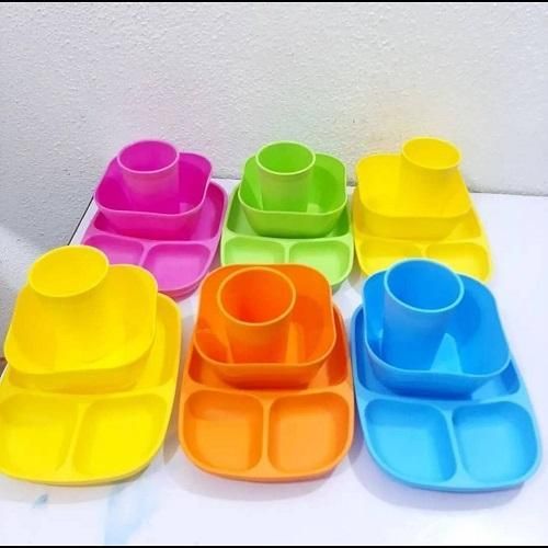 3-in-1 Yellow Kids’ Plastic Plate with Cup