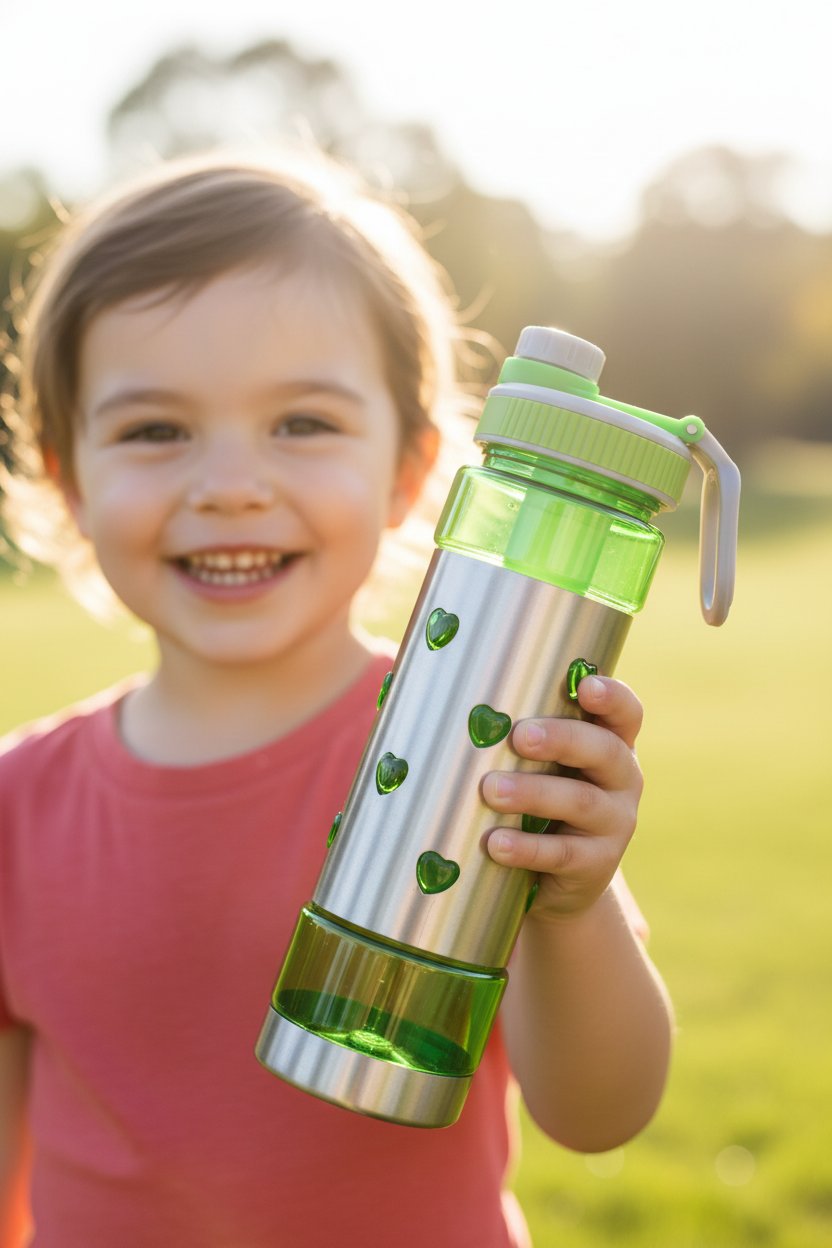 Heart Design Transparent Water Bottle.