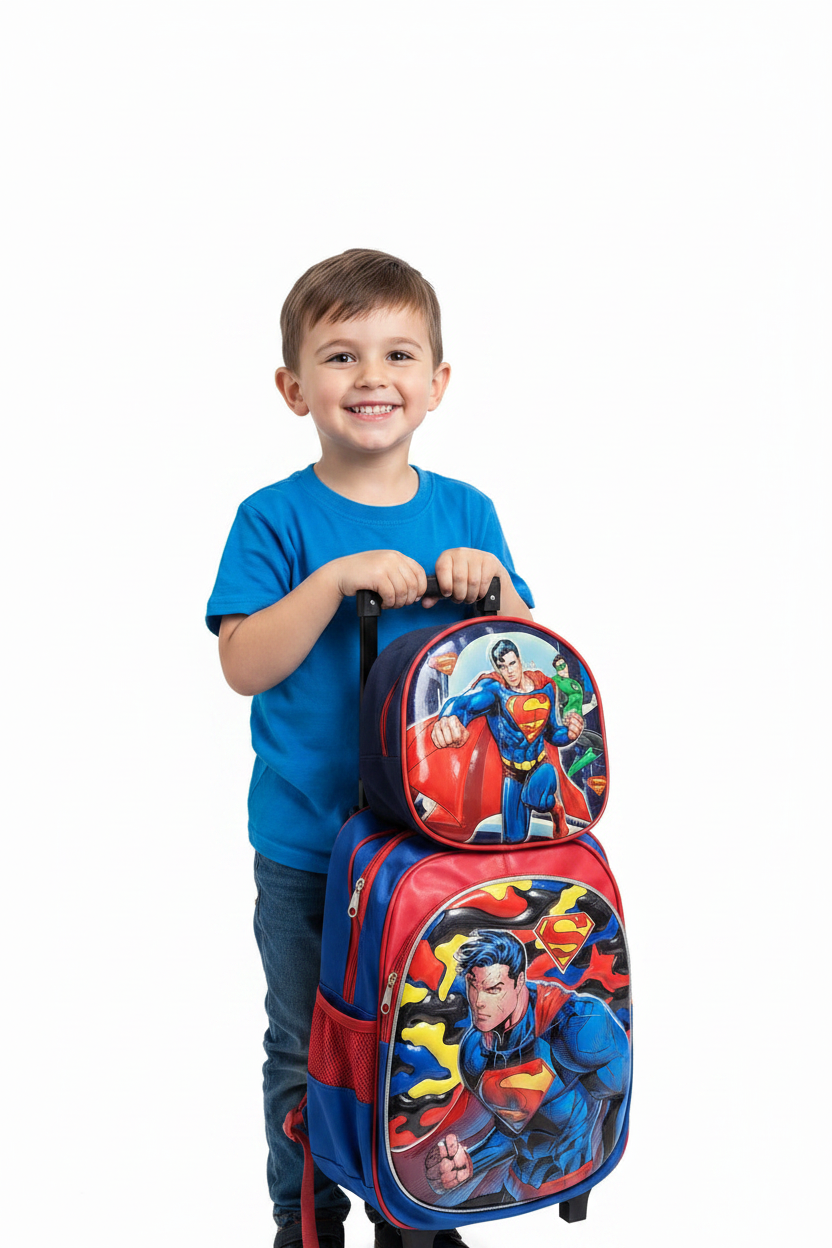 Superman 3in1 Back To School Trolley Bag.