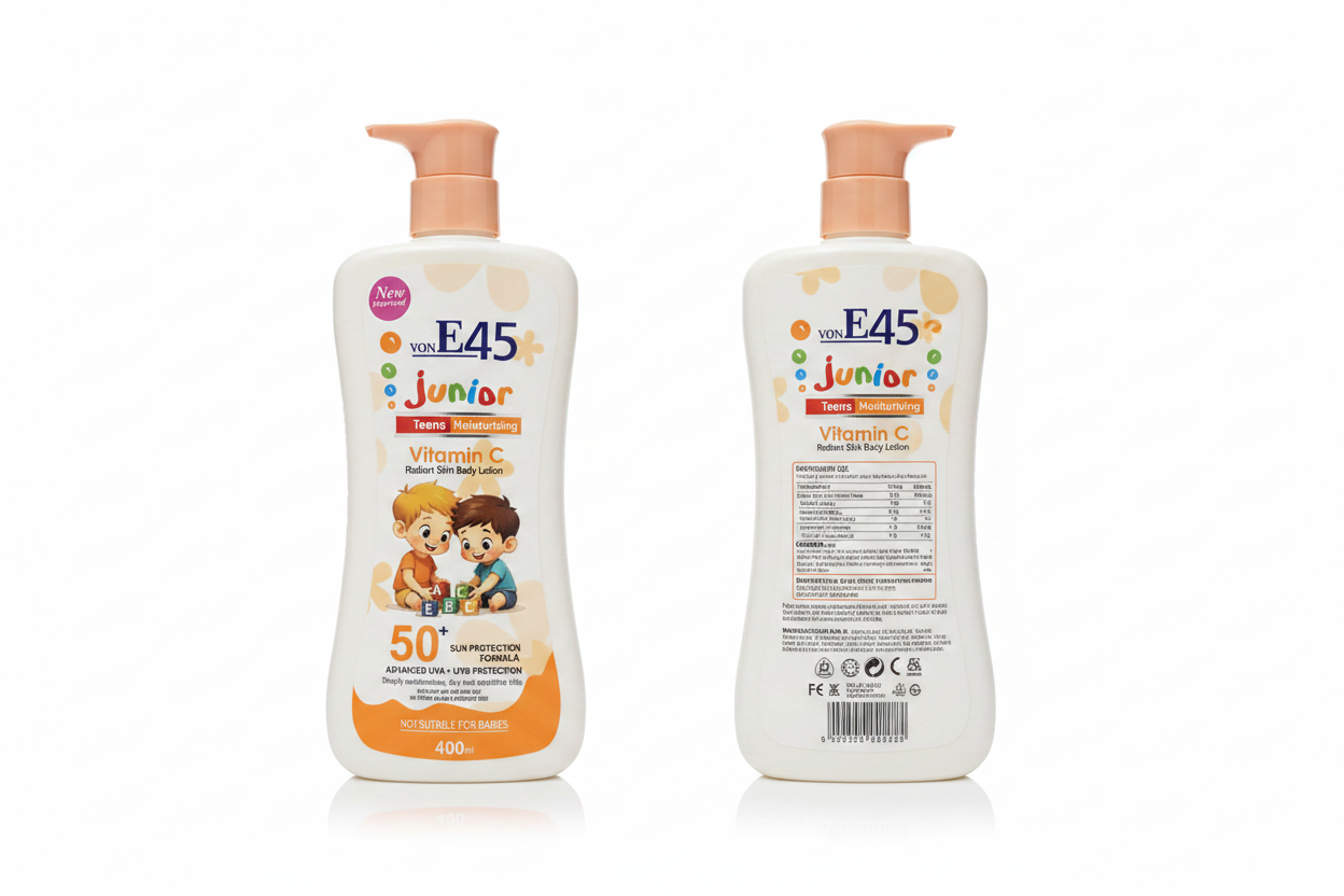 Von E45 Junior Teens Moisturizing Vitamin C Radiant Skin Body Lotion.   (400ml ).