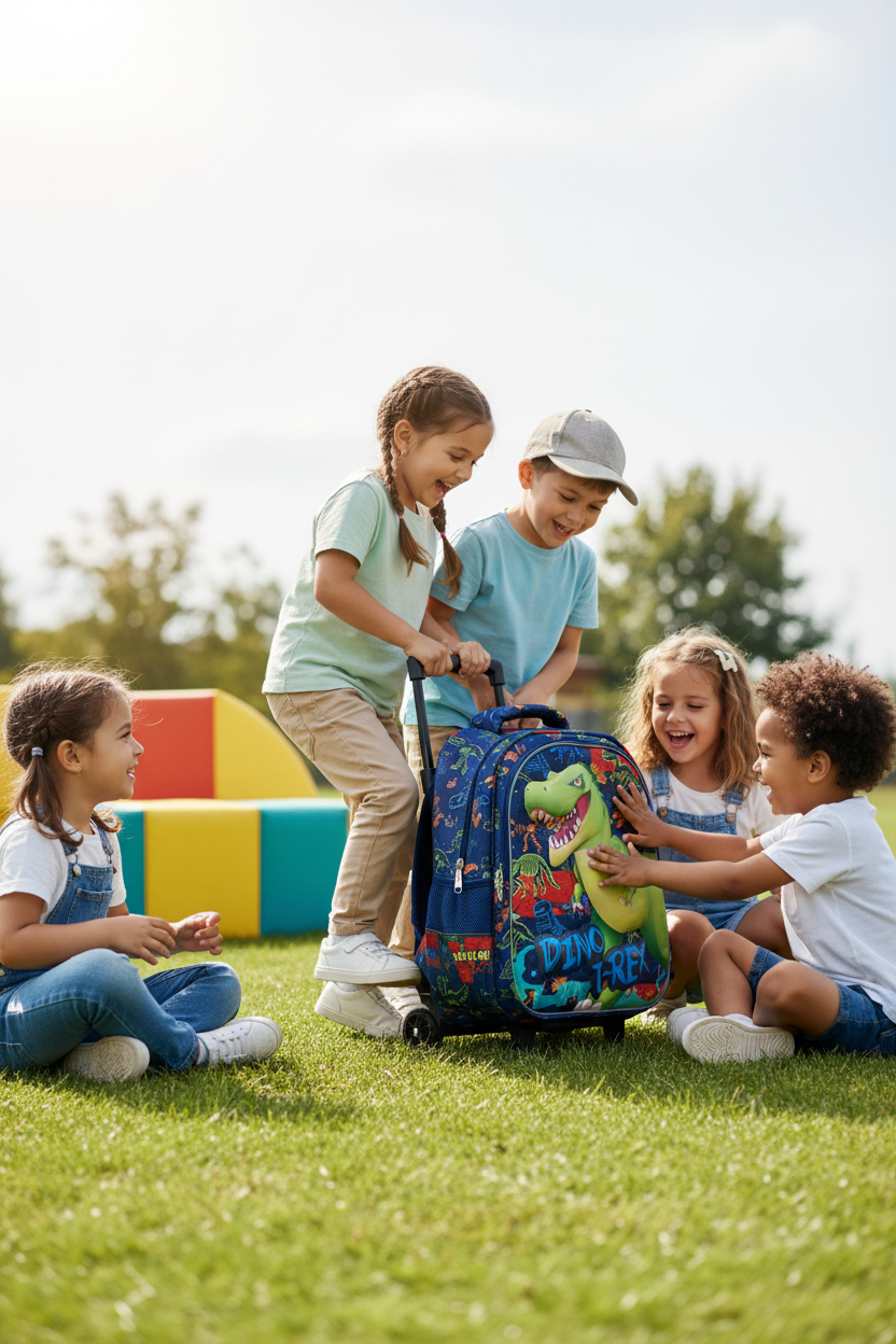 H.S.D Dino T-Rex Back To School Trolley Bag.