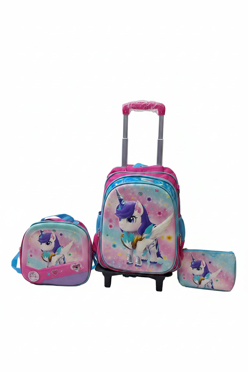 Unicorn 3in1 Trolley Back To School Bag