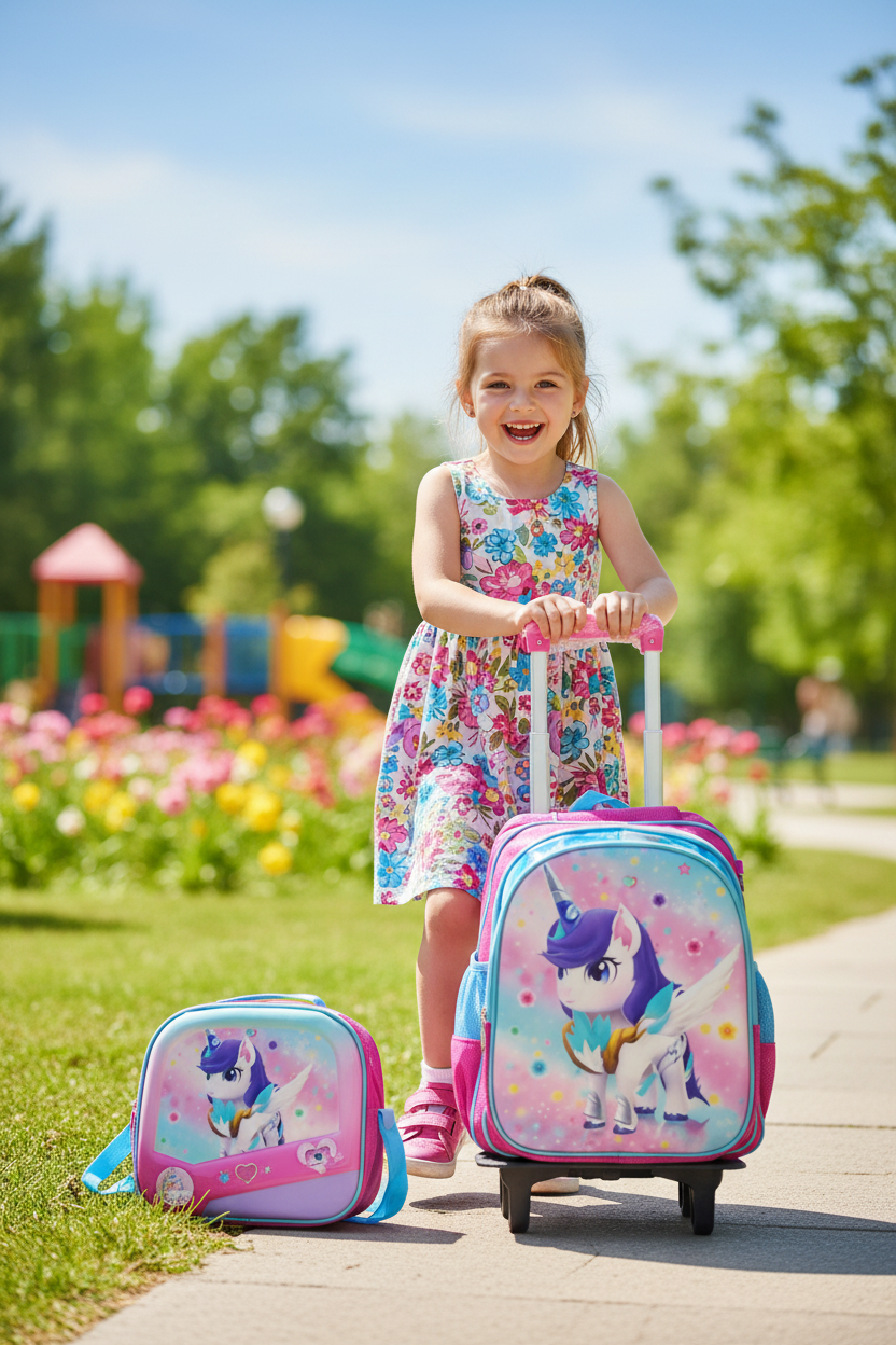 Unicorn 3in1 Trolley Back To School Bag