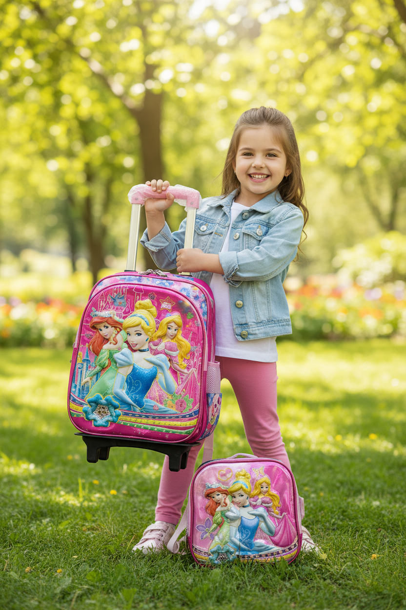 HOMSKIII DISNEY PRINCESSES BACK TO SCHOOL TROLLEY BAG.