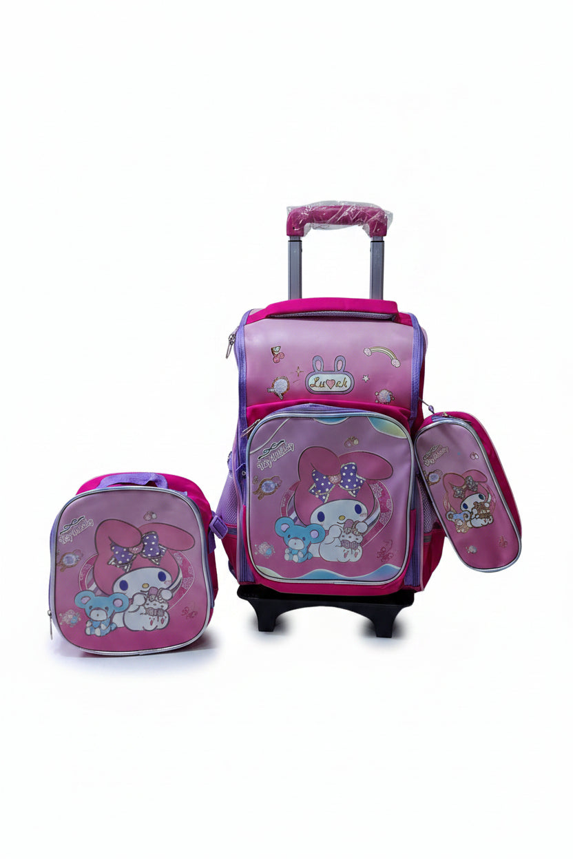 LUCK MY MELODY STROLLEY BACK TO SCHOOL BAG.