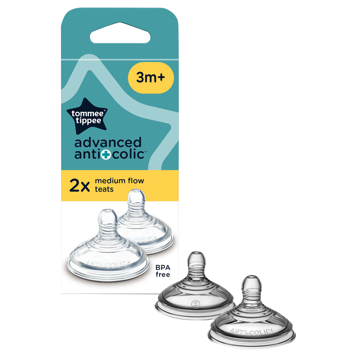 Tommee Tippee Advanced Anti-Colic 2x Fast Flow Teats (3m+)