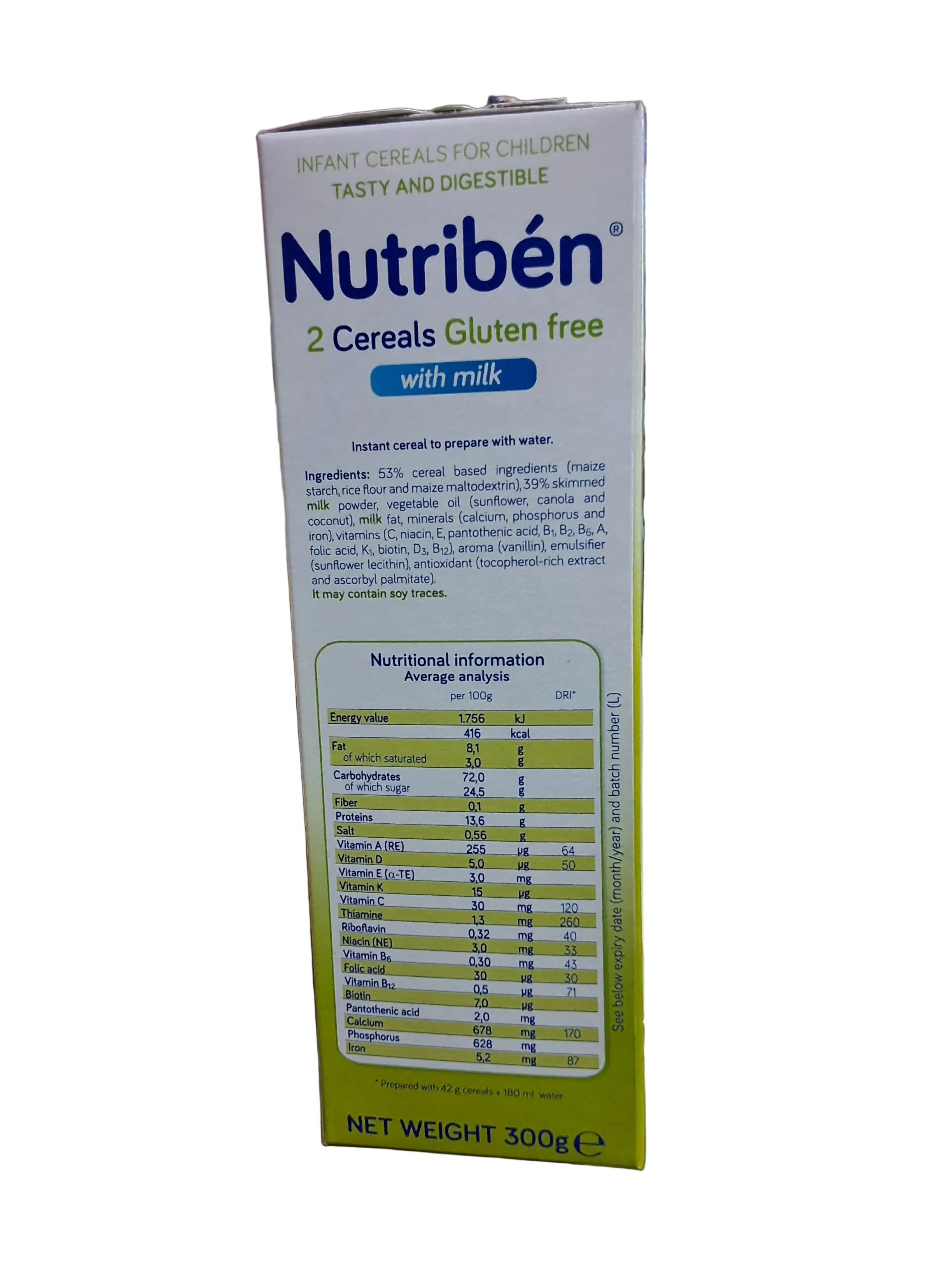Nutriben 2 Cereals Gluten Free From 6 Months to 3 years (300g)