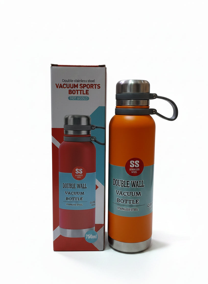 Double Stainless Steel Vacuum Sports Bottle 750ml (Hot & Cold).