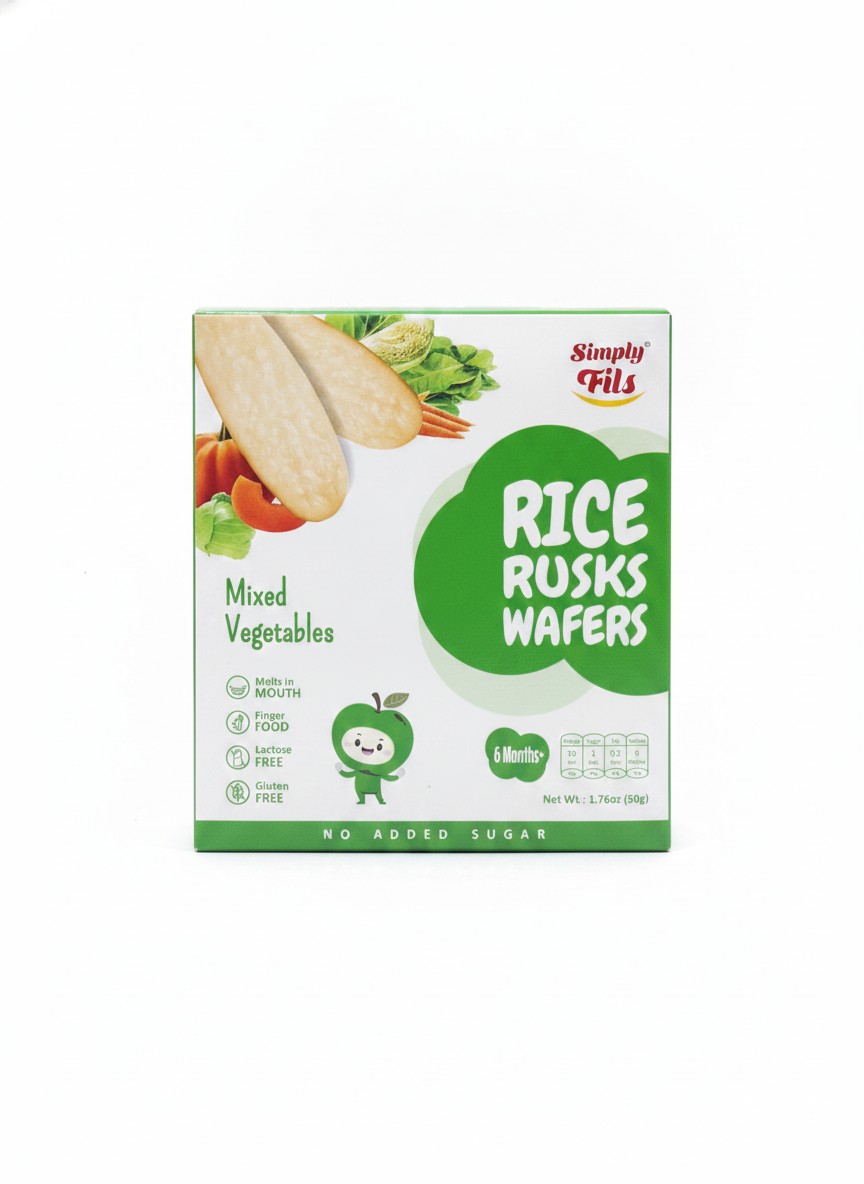 Simply Fils Rice Rusks Wafers Mixed Vegetables Biscuits 50g (6 Months +).