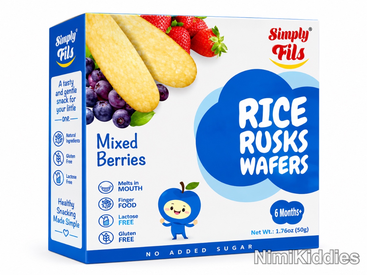 Simply Fils Rice RusksbWafers Mixed Berries Biscuits 50g (6 Months +).