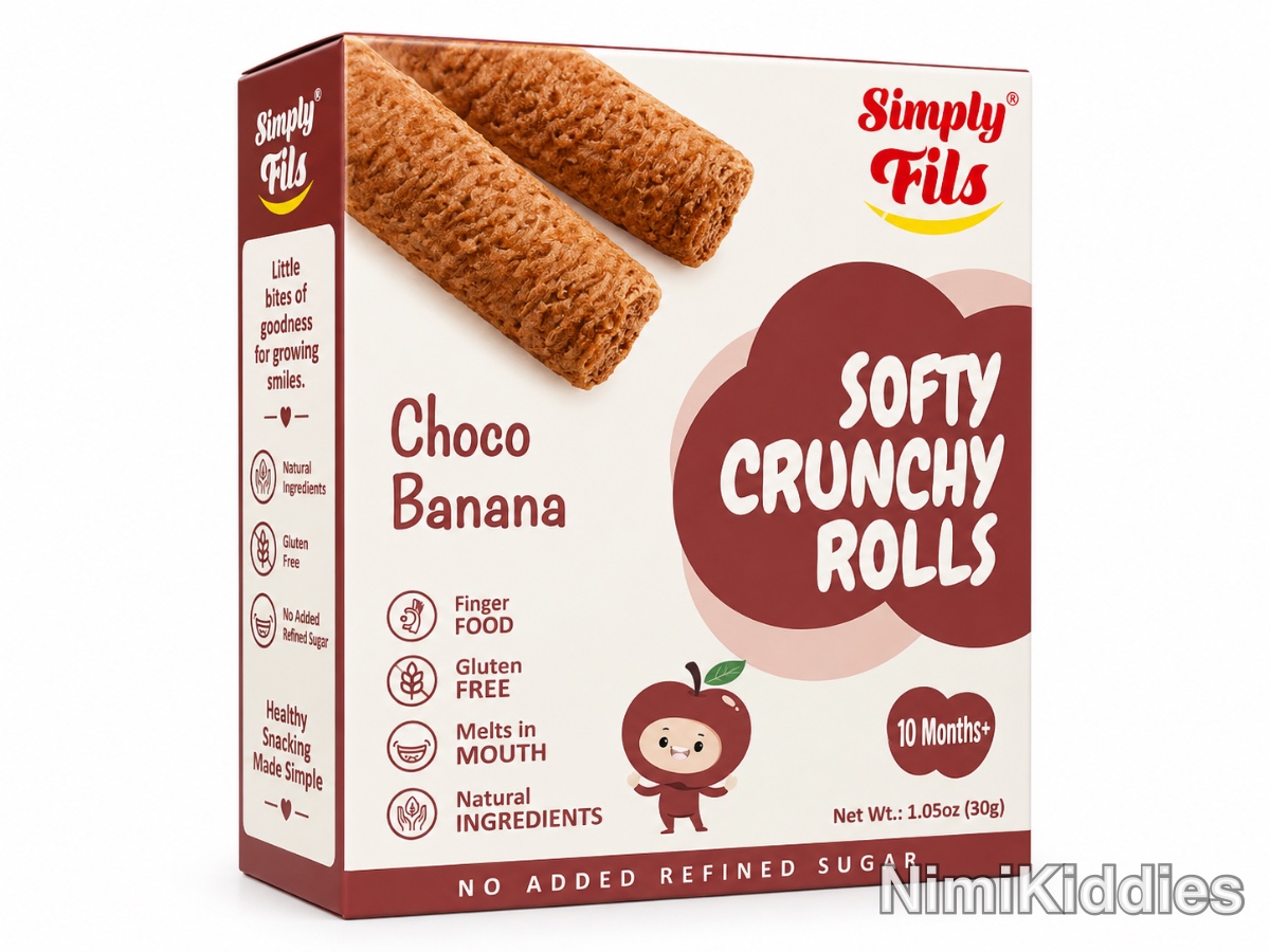 Simply Fils Softy Crunchy Rolls Choco Banana Biscuits 30g (10 Months +).