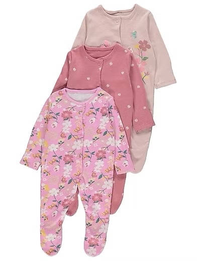 George Baby Sleep Suits 3 Pack Set.