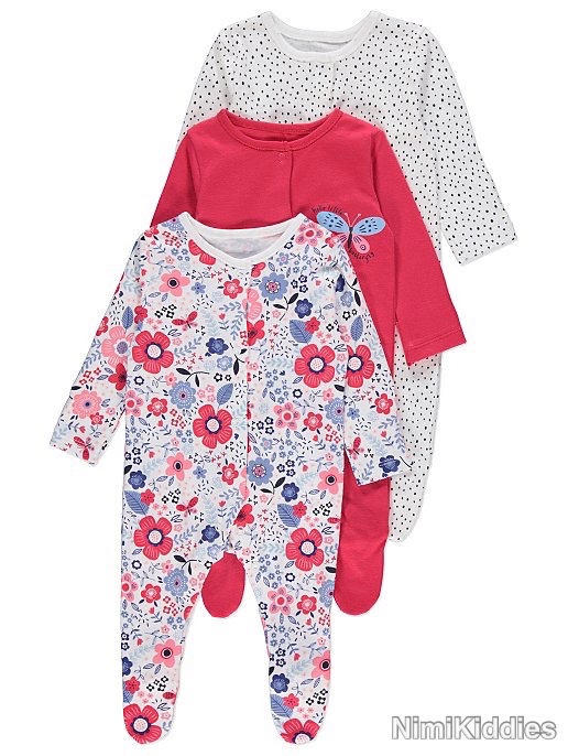 George Baby 3Sleepsuits Long Sleeve (9-12 months.