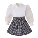2 Piece Baby Girl set (White Top With Chequ Skirt)