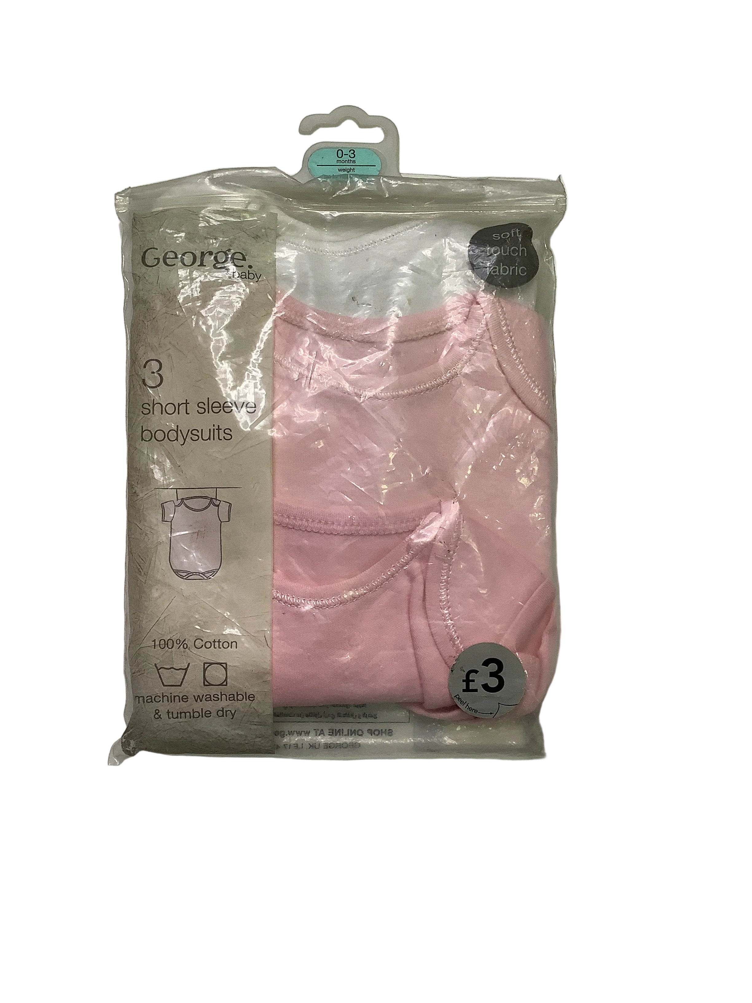 George 3in1 Baby Short Sleeve Body Suit (0-3months)