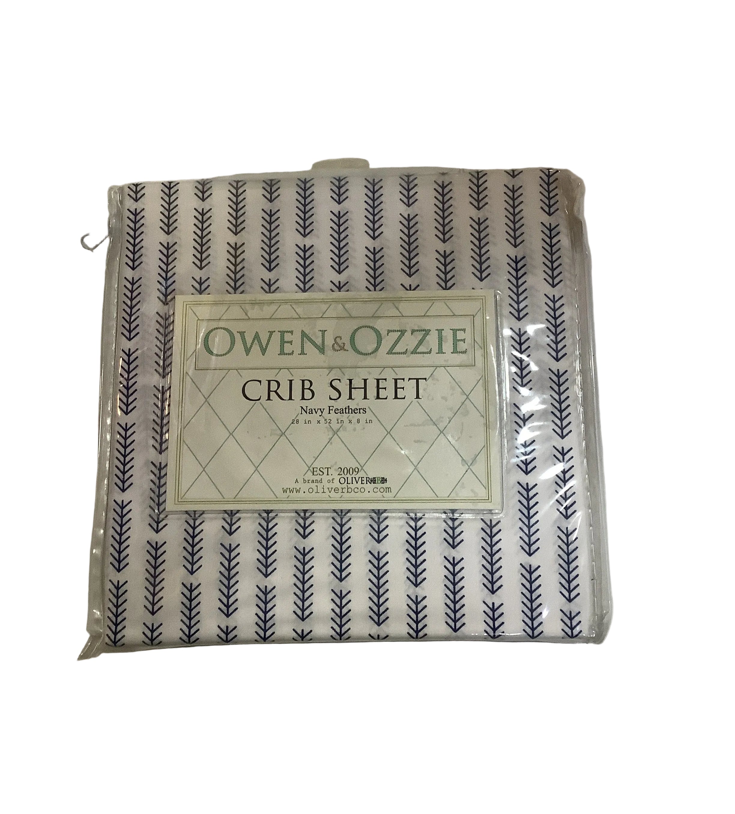 Owen & Ozzie Crib Sheet (Navy Feathers).