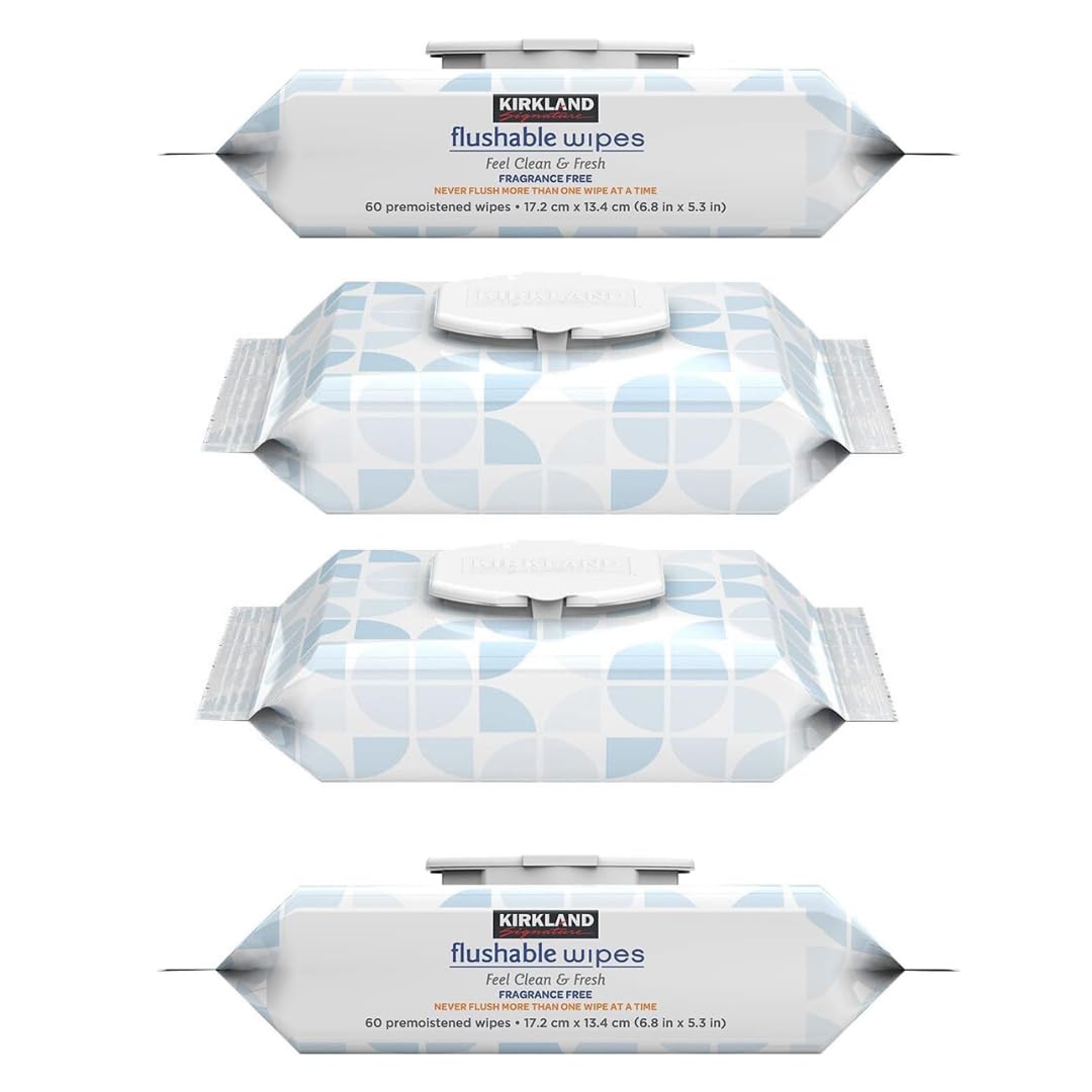 Kirkland Signature Flushable Wipes(64 Wipes).