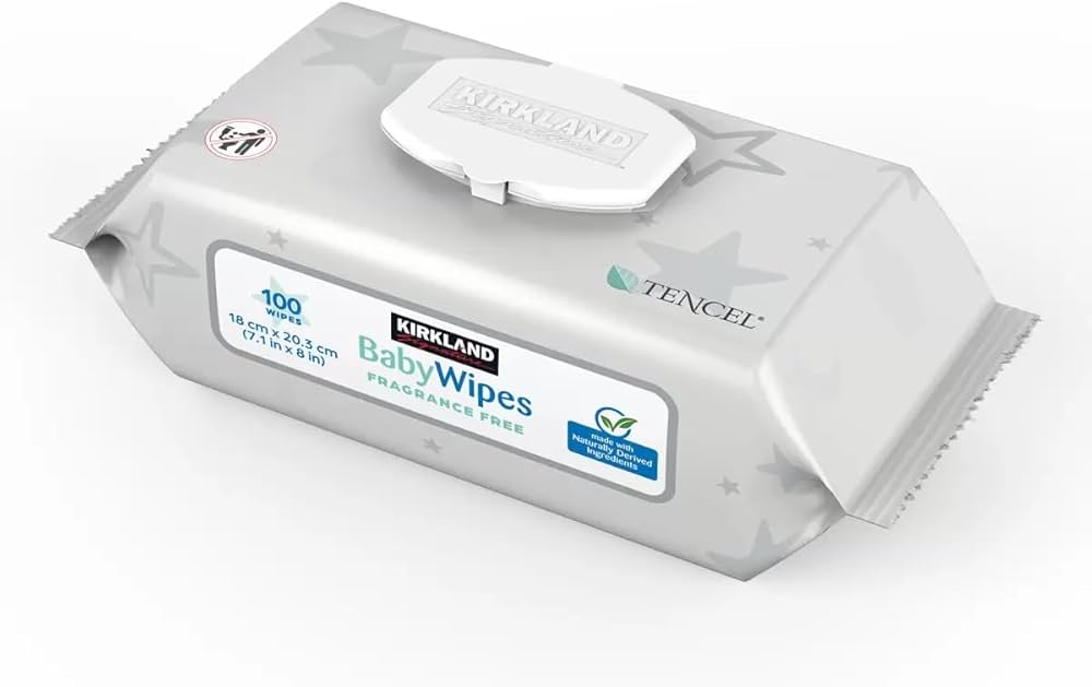 Kirkland Signature Baby Wipes Fragrance Free (100 Wipes).