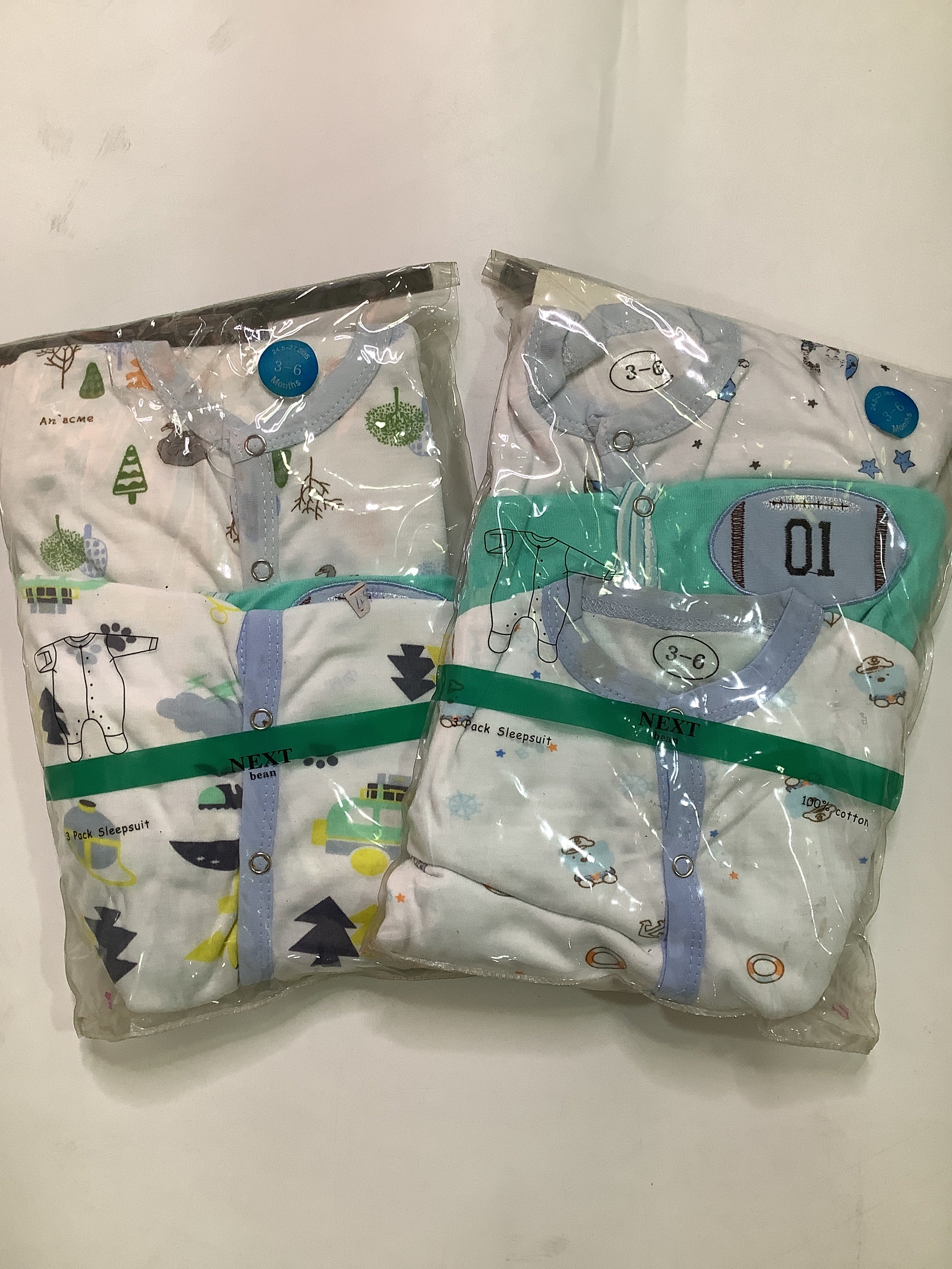 Next Bean 3in1 Overall Sleep Suits (3-6months)