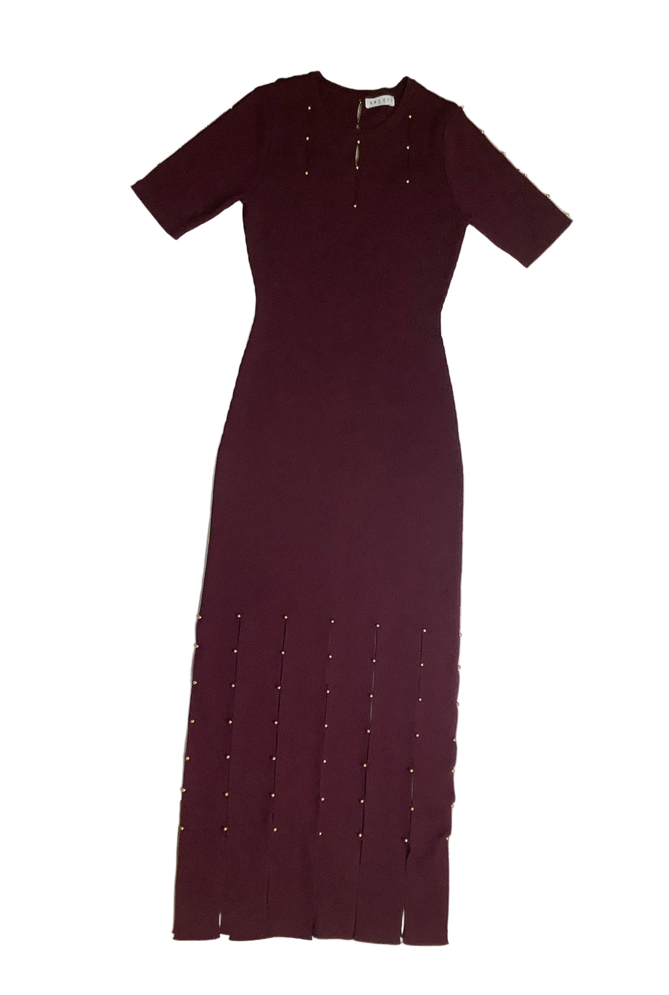 Sandro Paris Fashion Girl's Long Gown With Gold Beads Design