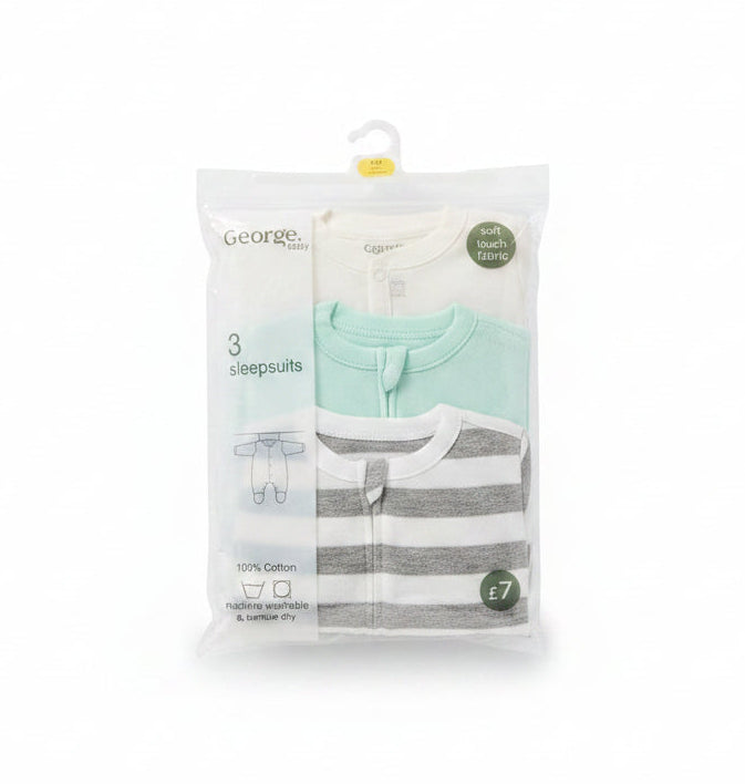 George 3in1 Overall Baby Sleep Suits (3-6 Months)