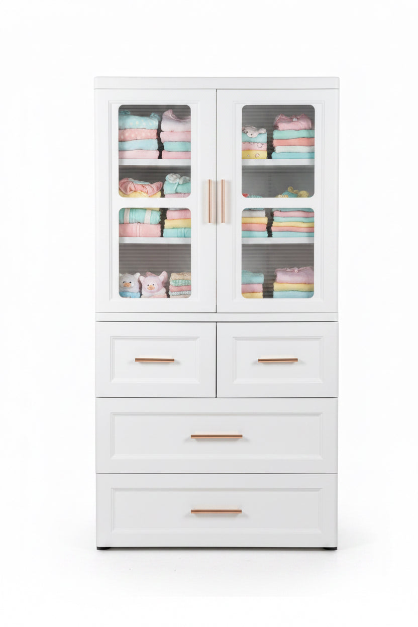 Kids Plastic Wardrobe With Gold Handles