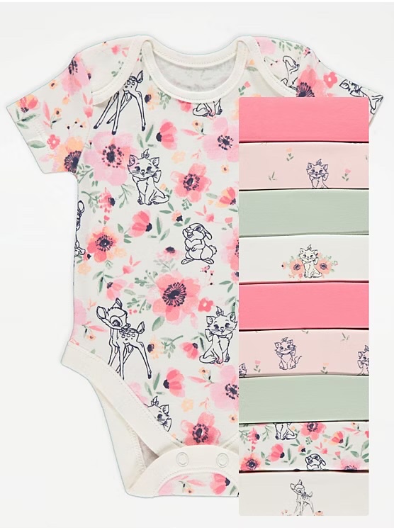 Disney Baby At George Short Sleeve Body Suits 10 Pack set